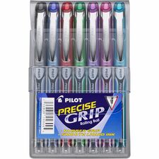 Pilot Precise Grip Extra-Fine Capped Rolling Ball Pens 0.5 mm Extra Fine Needle Pen Point - Black, Red, Blue, Green, Purple, Pink, Turquoise Ink - 7 / Pack