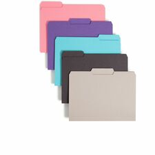 Smead Colored 1/3 Tab Cut Letter Recycled Interior File Folder 8 1/2" x 11" - 3/4" Expansion - Top Tab Location - Assorted Tab Position - 11 pt. - 1 Plys - Paper Stock - Aqua, Black, Dark Pink, Gray, Purple - 10% Recycled - 100 / Box