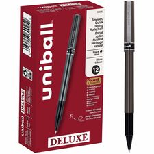 uniball&#8482; Deluxe Rollerball Pens 0.5 mm Micro Pen Point - Black Ink - Silver Barrel - Stainless Steel Tip - 1 Each