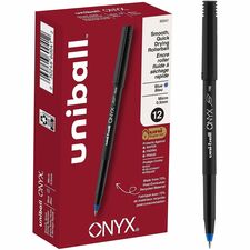 uniball&#8482; Onyx Rollerball Pens 0.5 mm Micro Pen Point - Blue Ink - 1 Dozen
