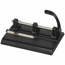 Master 1325B Hole Punch 3 Punch Head(s) - 40 Sheet of 20lb Paper - 9/32" Punch Size - Round Shape - Steel - Black