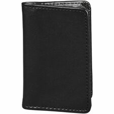 Samsill Regal Carrying Case (Wallet) Business Card - Black Leather, Genuine Cowhide Leather Body - 1 Each