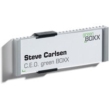 DURABLE Info Sign 149x52.5 mm 5.9" Width x 2.1" Height x 0.5" Depth - Rectangular Shape - Wall Mountable - Replaceable, Insertable, Anti-glare - Indoor - Acrylic, Aluminum - Silver - 1 Each