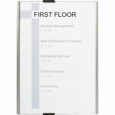 DURABLE Info Sign A4 Size Information Sign 8.3" Width x 11.7" Height - Rectangular Shape - Wall Mountable, Door-mountable - Anti-glare - Indoor - Acrylic, Aluminum - Silver - 1 Each