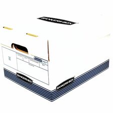 Bankers Box R-Kive Offsite File Storage Box Internal Dimensions: 12" Width x 15" Depth x 10" Height - External Dimensions: 12.9" Width x 16.6" Depth x 10.3" Height - Lift-off Closure - Stackable - White, Blue - Recycled - 20 / Pack