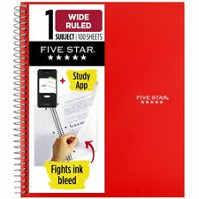 Five Star Wirebound 1-subject Notebook Ring x 8" Width x 10.5" Length - Bend Resistant, Crack Resistant - 1 Each