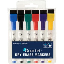 Quartet ReWritables Mini Dry-Erase Markers Fine Marker Point - Black, Red, Green, Blue, Purple, Yellow Ink - 6 / Set