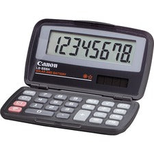 Canon LS555H Wallet Calculator Hard Shell Cover, Auto Power Off - 8 Digits - LCD - Battery/Solar Powered - 4.3" Height x 2.9" Width x 0.6" Depth - Black - 1 Each