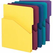 Smead Organized Up 2/5 Tab Cut Letter Recycled File Jacket 8 1/2" x 11" - 1" Expansion - 11 pt. - Assorted - Unpunched - 10% Recycled - 5 / Pack