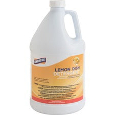 Genuine Joe Lemon Dish Detergent Gallon 128 fl oz (4 quart) - Lemon Scent - Recommended For: Grease Remover - Pleasant Scent, Refillable, Strong, Long Lasting, Film-free - White - 1 Each