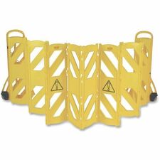 Rubbermaid Commercial Foldable Mobile Caution Barrier 40" Height - Caster - Yellow - 1 Each