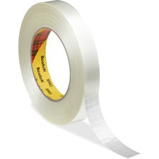 Scotch Premium-Grade Filament Tape 60 yd Length x 1" Width x 6.6 mil Thickness - 3" Core - Clear - Synthetic Rubber - Glass Yarn Backing - Curl Resistant, Moisture Resistant, Abrasion Resistant - For Reinforcing, Banding - 1 Roll
