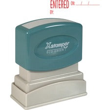 Xstamper Red Ink ENTERED Title Stamp Message Stamp - ENTERED - 0.50" Impression Width x 1.62" Impression Length - 100000 Impression(s) - Red - Recycled - 1 Each