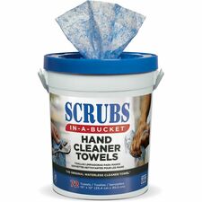 SCRUBS In-A-Bucket Hand Cleaner Towels 12" Width x 10" Length - Blue - 72/Tub - 1 Each