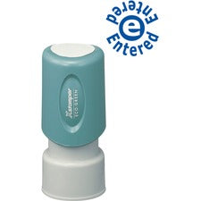 Xstamper Entered e Entered Pre-inked Stamp Message Stamp - ENTERED - 0.63" Impression Diameter - 100000 Impression(s) - Blue - Recycled - 1 Each