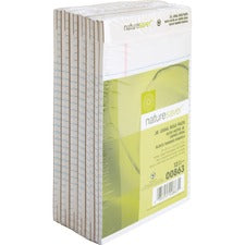 Nature Saver 100% Recycled White Jr. Rule Legal Pads - Jr.Legal 50 Sheets - 0.28" Ruled - 15 lb Basis Weight - Jr.Legal - 5" x 8" Sheet Size - White Paper - Perforated, Back Board - Recycled - 1 Dozen