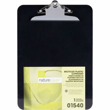 Nature Saver Recycled Plastic Clipboards 1" Clip Capacity - 8 1/2" x 12" Sheet Size - Heavy Duty - Plastic - Black - 1 Each