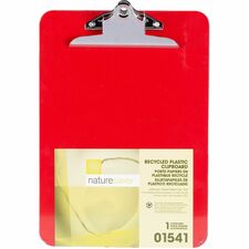 Nature Saver Recycled Plastic Clipboards 1" Clip Capacity - 8 1/2" x 12" Sheet Size - Heavy Duty - Plastic - Red - 1 Each