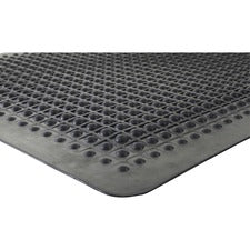 Genuine Joe Flex Step Rubber Anti-Fatigue Mats Warehouse - 60" Length x 36" Width - Rubber - Black - 1 Each