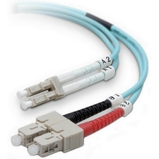 Belkin Patch Cable 10 Gig Aqua 50/125 LC/SC1 Meter 3.28 ft Fiber Optic Network Cable for Network Device - First End: 2 x LC/PC Network - Male - Second End: 2 x SC/PC Network - Male - 10 Gbit/s - Patch Cable - 50/125 &micro;m - Aqua - 1 Each