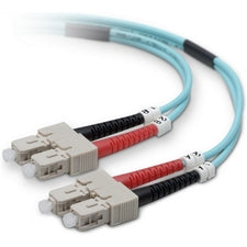 Belkin Fiber Patch Cable 10 Gig Aqua 50/125 SC/SC 5 Meter 16.40 ft Fiber Optic Network Cable for Network Device - First End: 2 x SC/PC Network - Male - Second End: 2 x SC/PC Network - Male - 10 Gbit/s - Patch Cable - 50/125 &micro;m - Aqua - 1 Each