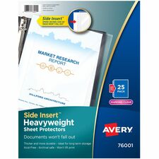 Avery&reg; Side Insert Sheet Protectors For Letter 8 1/2" x 11" Sheet - 3 x Holes - Ring Binder - Side Loading - Clear, Diamond Clear - Polypropylene - 25 / Pack