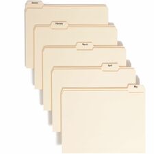 Smead 1/5 Tab Cut Letter Recycled Top Tab File Folder 8 1/2" x 11" - 3/4" Expansion - Top Tab Location - Assorted Tab Position - 11 pt. - 2 Plys - Manila - 10% Recycled - 12 / Set