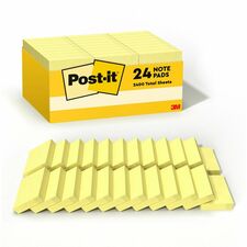 Post-it&reg; Notes Value Pack 2160 - 1 1/2" Flag/Note Width x 2" Flag/Note Length - Rectangle - 90 Sheets per Pad - Unruled - Yellow - Paper - 24 / Pack