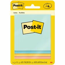 Post-it&reg; Notes Original Notepads -Beachside Caf&eacute; Color Collection 200 - 3" Flag/Note Width x 3" Flag/Note Length - Square - 50 Sheets per Pad - Unruled - Fresh Mint, Aqua Splash, Sunnyside, Papaya Fizz - Paper - Self-adhesive - 4 / Pack