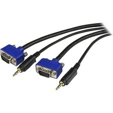 StarTech.com 6 ft High Res Monitor VGA Cable with Audio 6 ft A/V Cable - Black - 1 Each