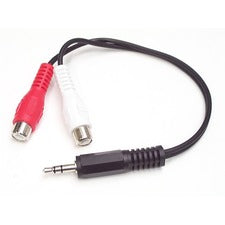 StarTech.com 6in Stereo Audio Cable 3.5mm to 2x RCA 6" Mini-phone/RCA Audio Cable for Audio Device, Headphone, iPod, MP3 Player, Sound Card - First End: 2 x RCA Audio - Female - Second End: 1 x Mini-phone Stereo Audio - Male - Black - 1 Each