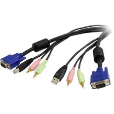 StarTech.com 10 ft 4-in-1 USB VGA KVM Cable w/ Audio 10 ft USB KVM Cable - Black - 1 Each