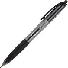 Integra Rubber Grip Retractable Pens 1 mm Medium Pen Point - Retractable - Black Ink - Black Barrel - 1 Dozen