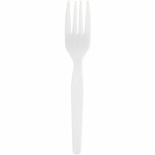 Genuine Joe Heavyweight White Plastic Forks Disposable - White - 100 / Box