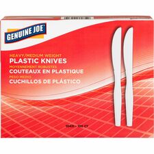 Genuine Joe Heavyweight Disposable Knives Disposable - White - 100 / Box