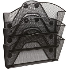 Safco Black Magic Magnetic Triple File Pocket 3 Compartment(s) - 13.50" Height x 12.50" Width x 4" Depth - Wall Mountable - Black - Steel - 1 Box