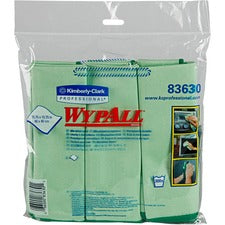 Wypall Microfiber Cloths - General Purpose For Nonporous Surface - 15.75" Length x 15.75" Width - Recommended For: Odor Remover, Stain Remover, Bacteria Remover - Anti-bacterial, Durable, Absorbent, Environmentally Friendly, Launderable - Green - 6 / Pack