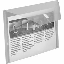 Lion 22070CR Letter Recycled Vinyl File Pocket 8 1/2" x 11" - 2 Pocket(s) - Poly - Clear - Weather Proof, Hook & Loop Closure, Flap Closure, Heavy Duty - 20% Recycled - 1 Each