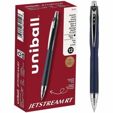 uniball&#8482; Jetstream RT Ballpoint Pen 0.7 mm Fine Pen Point - Retractable - Black Ink - Blue Barrel - 1 Dozen
