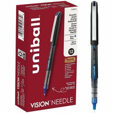 uniball&#8482; Vision Needle Rollerball Pens 0.5 mm Micro Pen Point - Blue Ink - Liquid - 1 Dozen