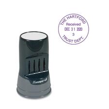 Xstamper VX Pre-inked Round Date Stamp Custom Message Stamp - REC'D, A.M., P.M., PAID, FAXED, ENT'D - 0.81" Impression Diameter - 1 Each