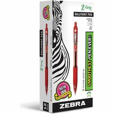 Zebra Z-Grip Retractable Ballpoint Pens 1 mm Medium Pen Point - Retractable - Red Ink - Clear, Red Barrel - 1 Each