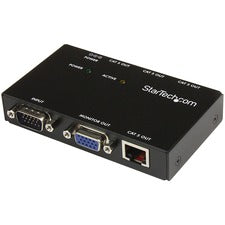 StarTech.com 4 Port VGA Video Extender over Cat 5 1 Input Device - 492.13 ft Range - 4 x Network (RJ-45) - 1 x VGA In - 1 x VGA Out - VGA - 1600 x 1200 - Twisted Pair - Category 5 - Desktop - TAA Compliant