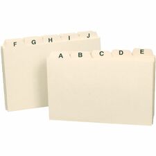 Smead Card Guides with Alphabetic Tab Character - A-Z - 3" Width x 5" Length - Manila Divider - 10% Recycled - 25 / Set