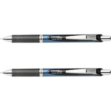 EnerGel EnerGel RTX Liquid Gel Pens 0.7 mm Medium Needle Pen Point - Refillable - Retractable - Black Ink - Gel-based - Blue Barrel - Stainless Steel Tip - 2 / Pack