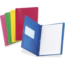 TOPS Letter Pocket Folder 8 1/2" x 11" - 100 Sheets Capacity - Prong Fastener(s) - 1/2" Fastener Capacity - 2 Pocket(s) - Blue, Red, Pink, Green, Yellow - Durable, Translucent, Die-cut, Punched, Tear Resistant - 25 / Box