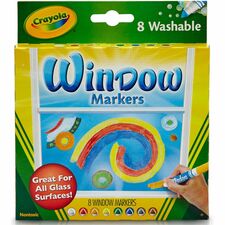 Crayola Washable Window Markers Conical Marker Point - Washable - Assorted Ink - 8 / Set