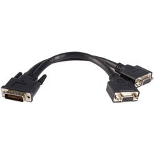 StarTech.com LFH 59 Male to Dual Female VGA DMS 59 Cable 8" Video Cable for Monitor, Graphics Card - First End: 2 x 15-pin HD-15 - Female - Second End: 1 x 59-pin DMS-59 - Male - Nickel Plated Connector - Black - 1 Each