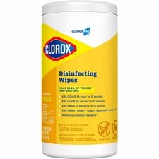 CloroxPro&trade; Disinfecting Wipes Lemon Fresh - Yellow - Soft Cloth - 75/Tub - 1 Each