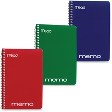 Mead Wirebound Memo Notebook 40 Sheets - Wire Bound - 4" x 6" Sheet Size - Assorted Paper - Tan Board Cover - 1 Each